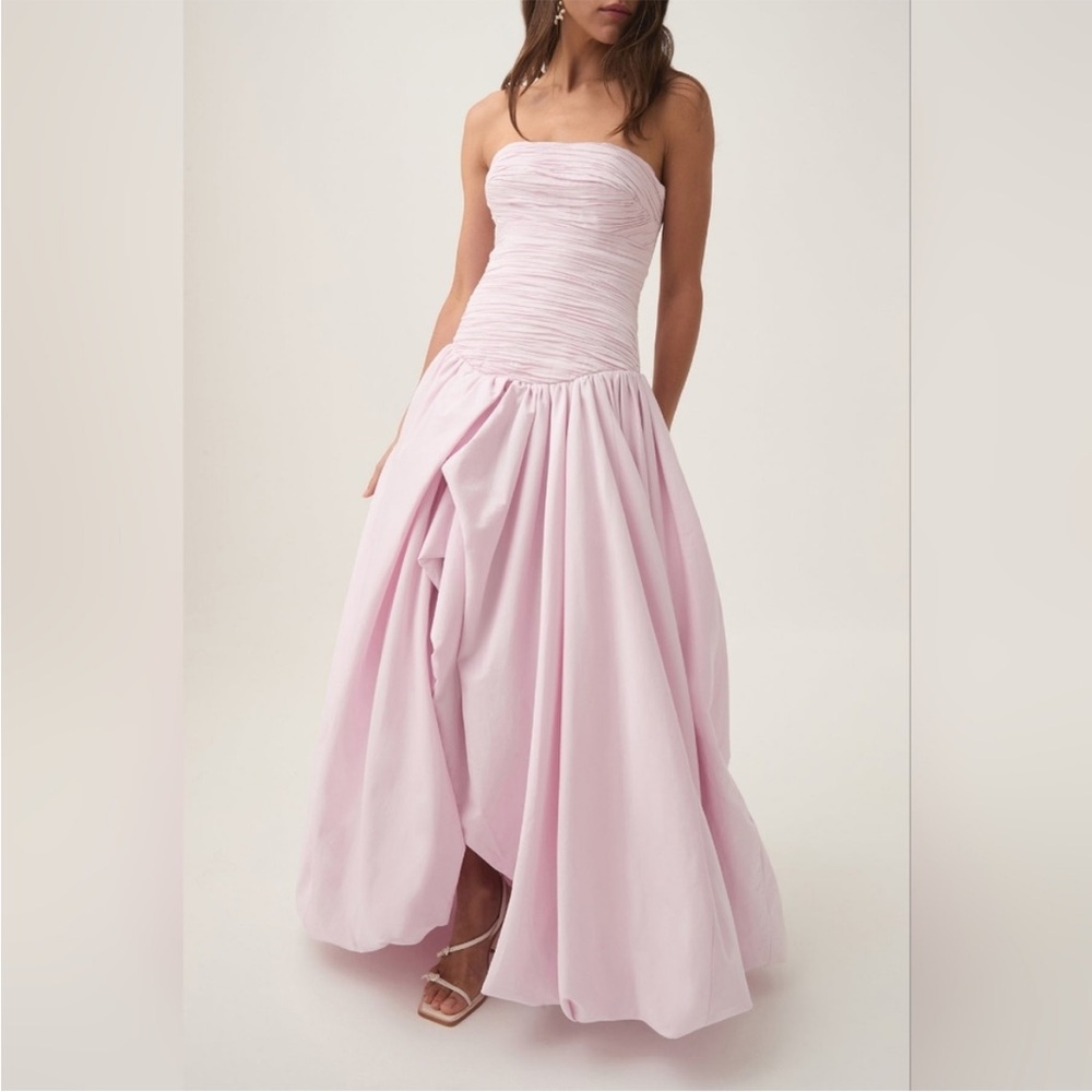 Aje Pink Bubble Hem Maxi Dress